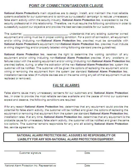 Connection/Takeover Clause